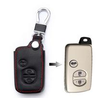 1vnt automobilio raktų dėklo odinis dangtelis, skirtas Toyota Chr Land Cruiser Avensis Auris Corolla RAV4 Prius Prado Camry Crown Yaris raktų laikiklis 3 Buttons