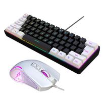 HXSJ V700BW+X100 USB Kompiuterio Klaviatūros ir Pelės Rinkinys su 61 klavišu Laidiniu RGB Apšvietimu + Laidinis Žaidimų balta