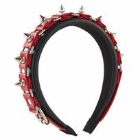 Roko galvos juosta vyrams Spygliuota galvos juosta Gotikinė Tiaras Kniedinė galvos juosta Steampunk Punk galvos juosta Odinė spygliuota galvos apdangalas raudona