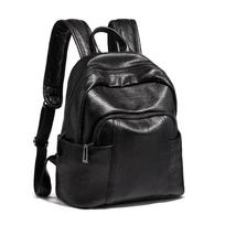 Moteriška natūralios odos kuprinė iš karvės odos laisvalaikio didelės talpos minkštos odos madinga kelioninė rankinė 20-35L 30cm*14cm*27cm juoda