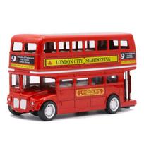 1/64 mastelio Londono miesto apžvalginio dviaukščio turistinio autobuso metalinis modelis 1/64:12.5*6.5*3.5cmClosed raudona