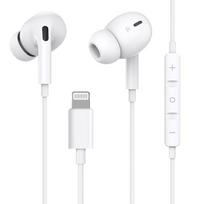 1,2M į ausis įdedamos ausinės, skirtos „iPhone X 7 8 ios“ / 8 kontaktų „Bluetooth“ ausinės Stereo Garsas Laidinis ausinės Garso valdymas Laidinis garsumo valdymas Muzika Sportinės įmontuotos mikrofono ausinės Lightning Earpones balta