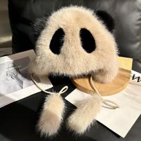 Mieli žiemos imitacijos lapės plaukai Raudona pandos kepurė Šilta vėjui atspari ausų kepurė Tėvų ir vaikų krepšio kepurė Lei Feng Skrybėlė Moteriška One size(55-59cm)