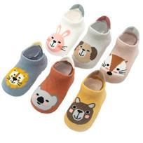 6 poros medvilninės neslystančios valties kojinės, skirtos berniukams, mergaitėms, mažiems vaikams skirtos kojinės su guminėmis rankenomis nuo 0 iki 5 metų 6-12M