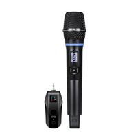Belaidžio mikrofono sistemos imtuvas su rankiniu mikrofonu UHF anti-kauksmo ir aidėjimo funkcija 1 Receiver with 1 Microphone juoda
