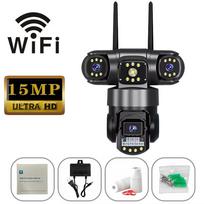 V380pro 15MP 3 objektyvų 4G/Wifi kamera AI žmogaus aptikimo naktinis matymas vandeniui atspari apsauga vaizdo stebėjimo IP kamera 8K CCTV monitorius WiFi Camera