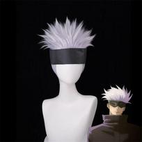 Aukštos kokybės Gojo Satoru Cosplay perukas Šiek tiek violetinis sidabrinis baltas perukas Karščiui atsparūs sintetiniai plaukai Anime Cosplay perukai + Peruko kepuraitė One Size
