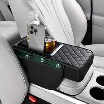 Automobilio centrinės konsolės porankio pagalvėlė stora porankio dėžutės pagalvėlė prailginimo pagalvėlė su puodelio laikikliu audinių dėžutės organizatoriaus krepšys juoda