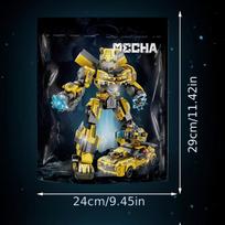 2in 1 Mecha Robot Car Building Toys, Moving Joints, Pushing Moving Wheels, Mechanical Mecha Building Blocks Transformers Children Bricks Toy Boy Gift C5238