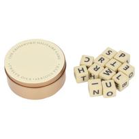Kryžiažodžių žaidimas su 12 angliškų raidžių kauliukų Plastikinis kelioninis Scrabble žaidimas su dėklu auksas