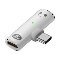 USB C į 3,5 mm garso lizdo adapteris su PD100W greituoju įkrovimu dviejų prievadų adapteris universalus ausinių adapteris balta