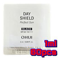 OHUI Day Shield Perfect Sun Black 1ml × 60 vnt. | Aukštos apsaugos Korėjietiškas kremas nuo saulės, mėginukų pakuotė SPF50+ PA++++ 1ml × 60pcs white