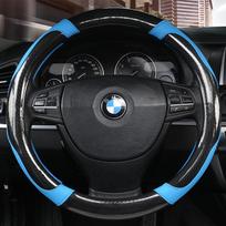 Odinis automobilio vairo užvalkalas, neslystantis automobilio vairo užvalkalas-apsauga, pralaidus orui mikropluošto oda, universalus tinka daugumai automobilių mėlyna