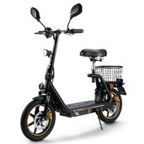 Elektrinis paspirtukas Twofish M5 ELITE-E su sėdyne ir krepšeliu, sertifikuotas pagal EEC, 14  padanga, 500W variklis, 48V13Ah baterija, maksimalus greitis 40km/h, maksimalus nuvažiuojamas atstumas 30km juoda