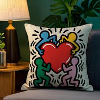 Pop Art figūros Grafiti Spalvinga pagalvės užvalkalas Pliušinis audinys Minkštas dvipusis spaudinys Sofos pagalvės užvalkalas Mėtymo pagalvės užvalkalai 12x12Inch