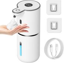 Automatinis muilo dozatorius, bekontaktis skysto ir putų muilo dozatorius, įkraunamas per USB, 6 lygių reguliuojamas tūrio valdymas, 12,8oz/380m