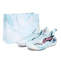 Li Ning Speed 9 Cushioning Slip Resistant Abrasion Resistant Low top Basketball Shoes Unisex Blue Pink ABPT001-6(Team1497-) 39