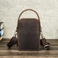 Natūralios odos vyriškas mažas pečių krepšys Vintage Crossbody Messenger krepšys su telefono ir kortelių laikikliu kava