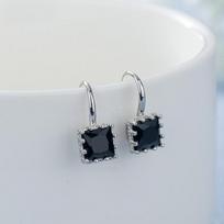 Natūralaus obsidiano brangakmenio papuošalai Stud auskarai moterims Kvadratiniai Fine Silver 925 papuošalai Bizuteria Aros Mujer Oreja Auskaras Mergaitėms juoda