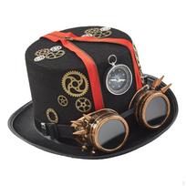 Steampunk cilindras moterims vyrams vakarėliui mados džiazo naktinis klubas raudona