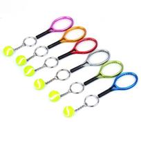 12 vnt. Mini teniso raketė su kamuoliuku raktų pakabukas Dervos teniso raketės raktų pakabukas sporto mėgėjams 6pcs