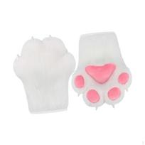 Cat Paws Gloves Cosplay Kitten Claw for Club Masquerade Role Play balta