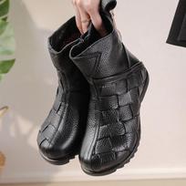Moteriški žieminiai platforminiai sniego batai Šiltas dirbtinio kailio pamušalas Ankle Booties Batai Su užtrauktuku gale Patogūs Odiniai Neslystantys Trumpikės Batai Moterims 35