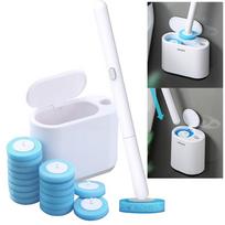 Vienkartinis tualeto valymo šepetėlių rinkinys, tualeto šepetys, sieninis tualeto ir vonios valymas su laikymo ir dezinfekavimo papildomomis galvutėmis S with 8Pcs Refill