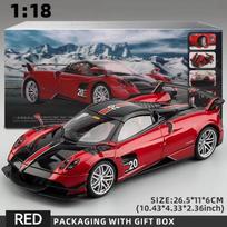 Lietas auksu automobilio modelis 1:18 Pagani Kabrioletas Sportinis Automobilis su Švelniu Garsu ir Atgal Traukiamas Žaislinis Automobilis Muzikinis Modelis Ornamentų Kolekcija Dovana Berniukui raudona