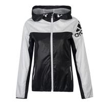 Adidas Sporto Treniruočių Serija Išorinis Prekės Ženklo Logotipas Austas Laisvalaikio Striukė Su Gobtuvu Moteriškos Striukės Baltos AY4046 S
