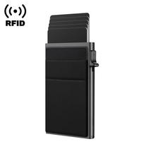 Magnetinis aliuminio RFID blokavimo kortelių laikiklis su automatiniu iššokančiu mechanizmu