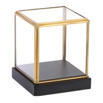 Stiklinė vitrina Apsaugota nuo dulkių Organizatorius Vitrina Display Box biuro stalui Figūrėlėms Kolekcionuojamiems daiktams Modeliams Knygų lentynai auksas