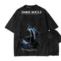 Klasikiniai vaidmenų žaidimai „Dark Souls“ grafinio spausdinimo vintažiniai skalbti marškinėliai vyrams ir moterims, madingi, O formos iškirpte, medvilniniai, dideli laisvalaikio marškinėliai. L
