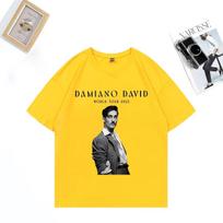 Damiano David Pasaulinis Turas 2026 Marškinėliai Vyrams Moterims Madingi Drabužiai Gatvės Hip Hop Trumpomis Rankovėmis Laisvalaikio Viršus Dydžio Medvilniniai Marškinėliai 4XL