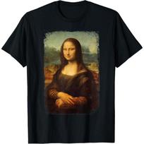 Mona Lisa - Leonardo da Vinci Vintage Masterpiece Unframed T-Shirt S juoda