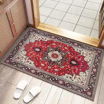 Retro Persian Style Dustproof and Water-Absorbent Door Mat for Entrance, Living Room, and Bathroom 40*60cm Crystal Velvet with Point Plastic Base