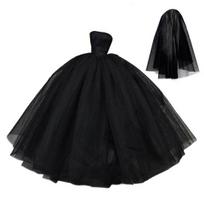 Pasipuoškite Daugiasluoksnės Pretty Tutu Sijonas Play House Doll Vestuvių aksesuarai Suknelės juoda