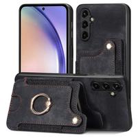Odinis magnetinis kortelių dėklas iPhone 17 16 15 14 13, Xiaomi 13T, Poco X5 Pro, žiedinis laikiklis, dangtelis Samsung S24 Ultra S23 A54, Google, su apyranke iPhone 14 juoda