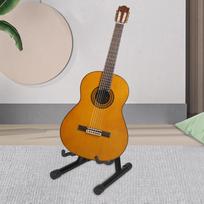 A rėmo elektrinės gitaros stovas, pastatomas ant grindų laikiklis, geležinis, lengvas, priedai juoda