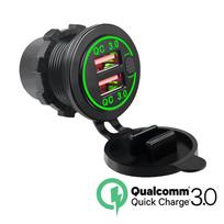 Automobilinis įkroviklis Dvigubas USB QC3.0 Greito įkrovimo lizdas su voltmetru ir jungikliu 12V/24V Automobilinis telefono įkroviklis Maitinimo lizdas without wire