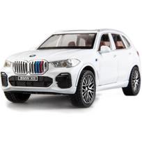1/32 mastelio BMW X5 visureigio modelis-žaislas, cinko lydinio atitraukiamas žaislinis automobilis su garsu ir šviesa vaikams berniukams mergaitėms dovana 1/32-Size:16.4*6.8*6cm balta