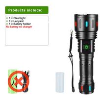 100 000 liumenų 80 W didelės galios LED žibintuvėlis USB įkrovimo žibinto priartinimas 18650 26650 baterija blykstės lemputė medžioklės stovyklavimo žibintuvėlis no battery juoda