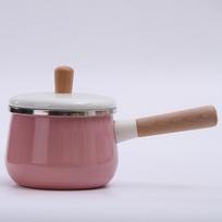 Namų virtuvė Nelipni puodo emaliuota medinė rankena, skirta gaminti papildomus pieno indus Single milk pot 14cm rožinė
