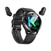 Naujas X10 NFC laisvų rankų įrangos išmanusis laikrodis TWS du viename belaidis „Bluetooth“ dviejų ausinių skambutis širdies ritmo monitorius Sporto muzikos išmanusis laikrodis juoda