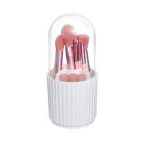 Makeup Brush Holder Transparent Dustproof Large Capacity Multi-compartment with Lid 360-degree Rotating Makeup Brush Display Case Office Supplies balta