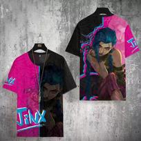 Arcane League Jinx marškinėliai 3D spausdinti Vyriški / Moteriški Anime marškinėliai Mada Harajuku Animaciniai marškinėliai Vaikiški Y2k Viršutiniai Cosplay Drabužiai L