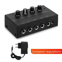 Ausinių stiprintuvas Itin kompaktiškas stereo ausinių stiprintuvas Garso stiprintuvas 4 kanalai muzikai 6,35 mm lizdas su garsumo valdymu EU Plug juoda