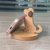 Puppy Cartoon Solid Wood Mobile Phone Holder - Universal Desktop Stand with Free Logo Golden Retriever