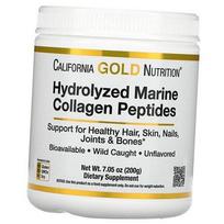 Hidrolizuoti jūrinio kolageno peptidai, Hydrolyzed Marine Collagen Peptides, California Gold Nutrition (68427002) 200g Unflavored