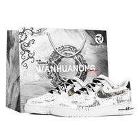 Nike Air Force 1 Kaleidoscope, Mist Note, Shopping Bag Abrasion Resistant Low top Skateboard Shoes Men's Black White CW2288-111(Team113-S-BOX) 42